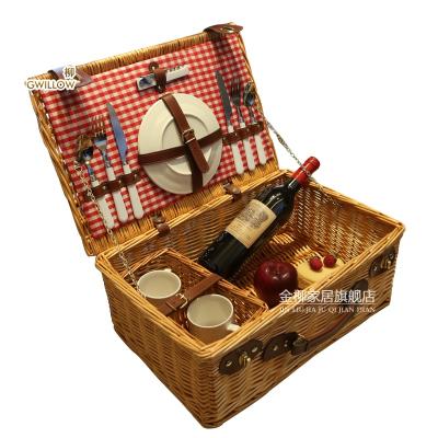 China Sustainable Wholesale KINGWILLOW Picnic Wicker Basket 2 Person Picnic Set for sale