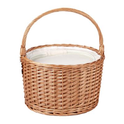 China New Design Poplar Wood Sustainable Handmade Material KINGWILLOW Oval Picnic Storage Basket With Wooden Lid Customized for sale