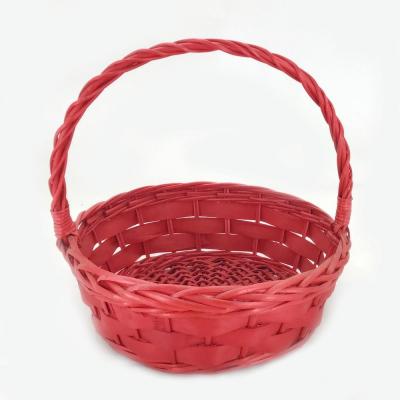 China KINGWILLOW Viable, Cheap Empty Red Round Wood Waste Fruit Basket Wicker Basket Christmas Wicker Basket for sale