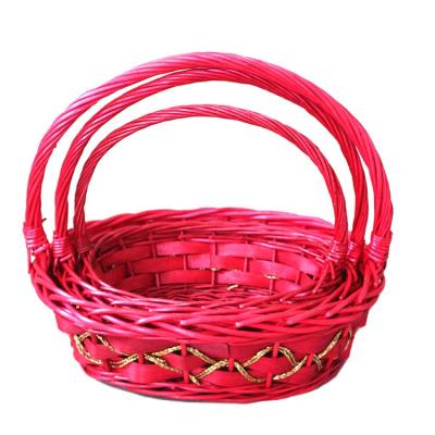 China Eco - Friendly Oval Handmade Wicker Basket Gift Basket With Handles for sale