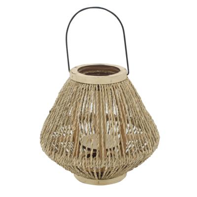 China Kingwillow new design eco-friendly handmade eco-friendly sea grass woven glass candle holder for home decor for sale