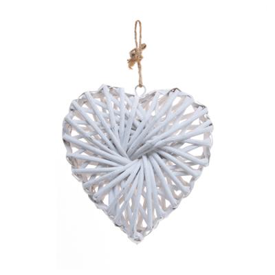 China Wedding Decoration Heart Christmas Ornament Hanging White Wicker Rattan Wall Decor for sale