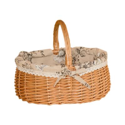 China 2021 Promotion Eco-friendly Handmade Large Basket Storage Basket Wicker Woven Basket Picnic Basket With Handle for sale