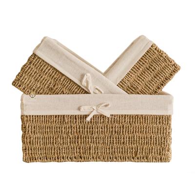 China KINGWILLOW Sustainable Use and Sundries Vegetable Plankton Materials Storage Basket Sea Grass Basket With Liner for sale