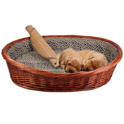 China Sustainable Handmade Customized Animal Bed Wicker Rattan Pet Basket for sale