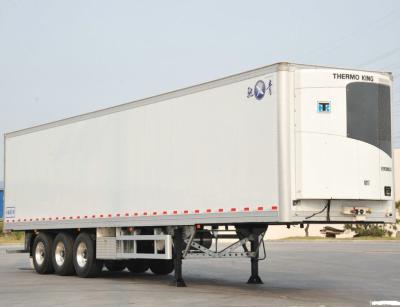 China Carbon Steel Cargo Box Refrigerated Truck Trailer for Safe Seafood and Meat Transport for sale