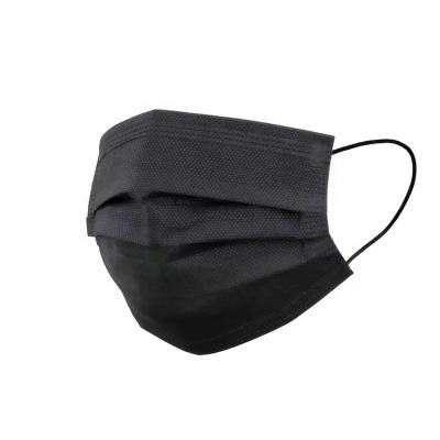 China Eco - Friendly Disposable Black 3 Pleated Medical Face Mask With Earloop for sale