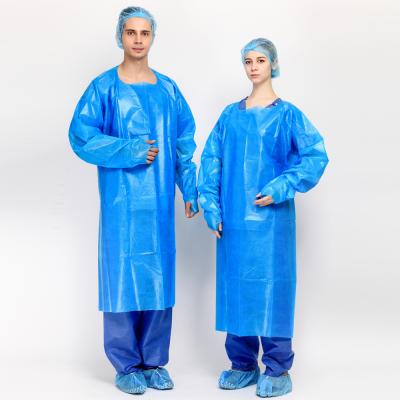 China Eco - Friendly Plastic Water Repellent Pe Coated Disposable Isolation Cover Gown for sale