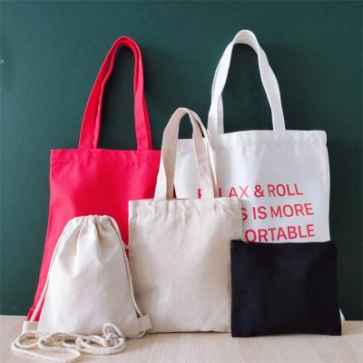 China Eco-Friendly Custom Drawstring Tote Bag Shopping Logo Design Reusable Foldable Cotton Canvas Sets for sale