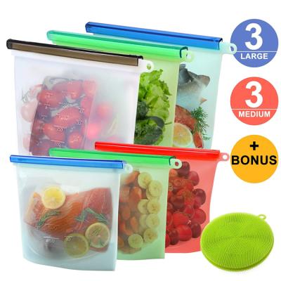 China Viable Reusable Eco Friendly PVC Silicone Food Storage Bag Leakproof Ziplock Bag For Sandwich Liquid Lunch Fruit for sale