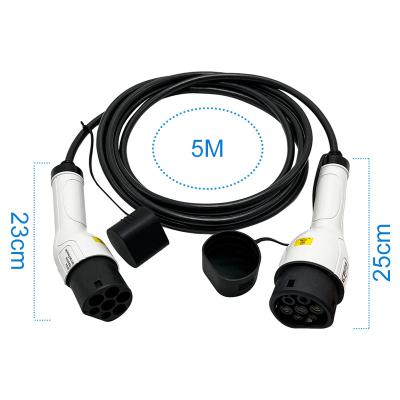 China Black Mode 3 Type2 To Type2 Portable Ev Charger 16A 250V Car Charging 5Meters Wire CEE Plug Ev Charger 5M for sale