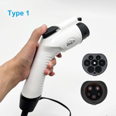 China Electric Car Charging Cable Adapters 32A Double Gun Mode 3 Type - 2 To Type 1 Ev Charger With 5M Bag for sale