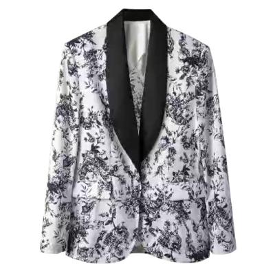 China Black Breathable Collar Blazer Ladies Street Style Straight Printed Blazer for sale