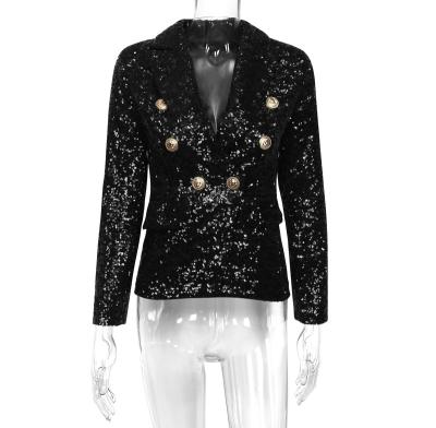 China Breathable 100% Polyester Ladies Blazer Pearl Sequins Ladies Blazer Fashion Party Goddess Blazer for sale