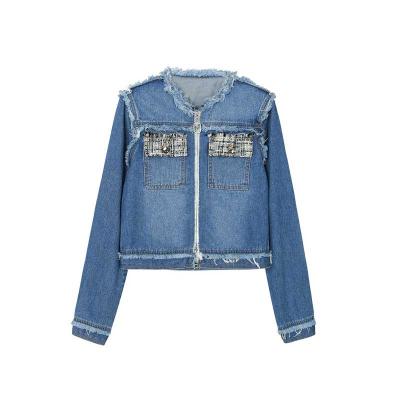 China High Quality Breathable Denim Jacket With Fringed Collar Girls Jacket Plus Size Jean Jacket For Women for sale