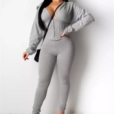 China Wholesale Women's Breathable Women's Tight Sports Suit V-Neck Hoodie 2 Piece Set 2 Piece Set for sale