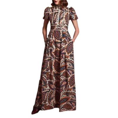 China Breathable Ladies Summer RTS Long Dress Vintage Elegance Printed Long Maxi Dress Dresses For Ladies for sale