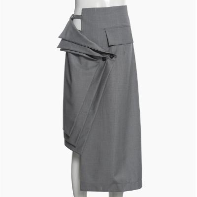 China Breathable Hollow Waist Layered Knee-Length Asymmetrical Skirt Ladies Street Party Style Mid-Length Women's Skirt for sale