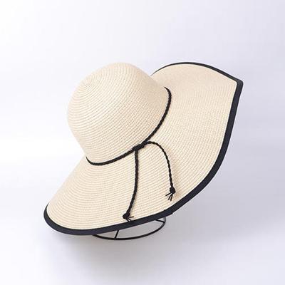 China Picture Summer Women Folding Paper Braided Sunscreen Large-brimmed Straw Sun Hat Travel Beach Leisure for sale