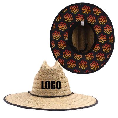 China Wholesale Image Summer Under The Edge Design America Sombrero Beach Surf Custom Printing Lifeguard Straw Hat With Logo for sale