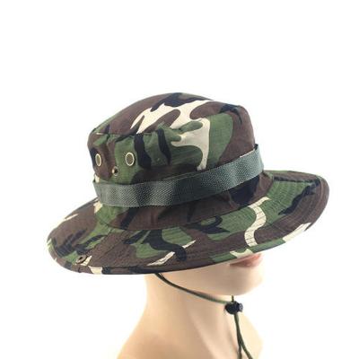 China Customized Wide Brim Casual Sun Logo Camouflage Tactical Bucket Hat Camping Fishing Hat Boonie Raising Booney Hat for sale