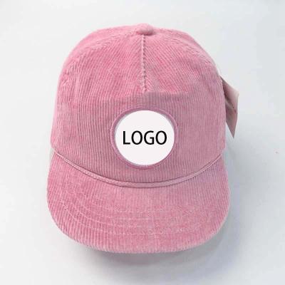 China Custom Fashion JOINT Brand Logo Baseball Snapback Spring Autumn Pale Pink Corduroy Hat for sale