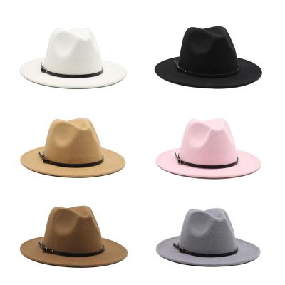 China High Quality Red Bottom Fashion Fedora Hats Wholesale of Character Two Tone Colors Stiff Wide Brim Fedora Hat For Women Men for sale