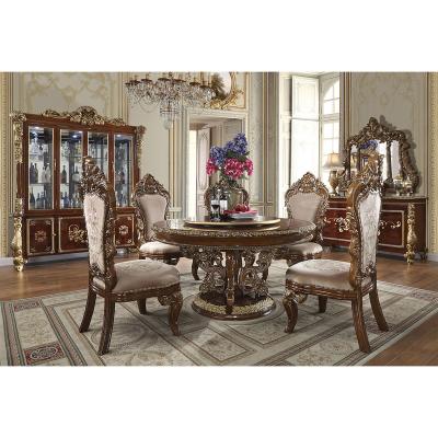 China Luxurious Round Solid Wood Round Victorian Dining Table With Lazy Susan And Display Cabinet for sale