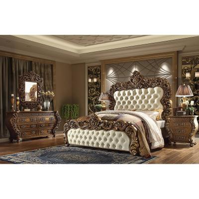 China Full Solid Wood Luxurious American Solid Wood Hand Carved California King Size Bedroom Set for sale