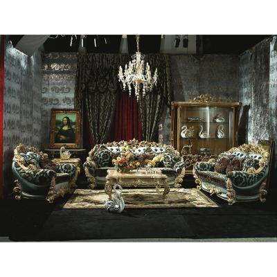 China European Classic Wooden French Rococo Palace Sofa Villa Sitting Room Furniture Solid Wood With Coffee Table for sale