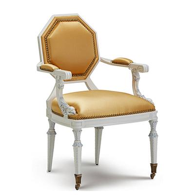 China Extended French provincial style of exquisite classic influenced pure white armchair with octagon back for sale