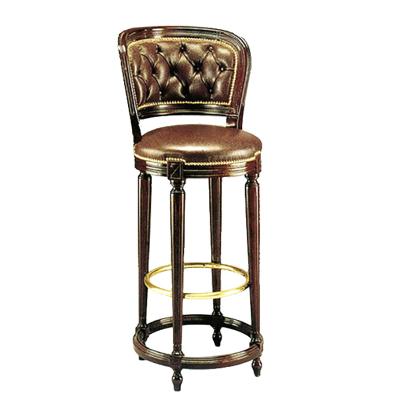 China European Classical Renaissance Wood Carving High French Baroque Style Swivel Bar Stool Bar Back Leather Bar Chair for sale