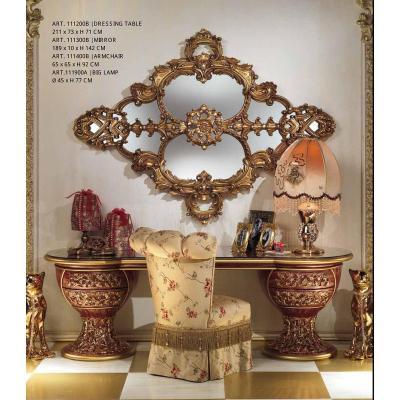 China Italian Luxury Villa Solid Wood Wooden Carved Dresser With Mirror European Style Dressing Makeup Table for sale