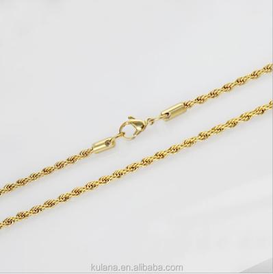 China High Shiny Polished Material Wholesale 18K Stainless Steel Gold Plated Twisted Necklace Chain Sale By The Meter, Jewelry Making Gold Chain for sale