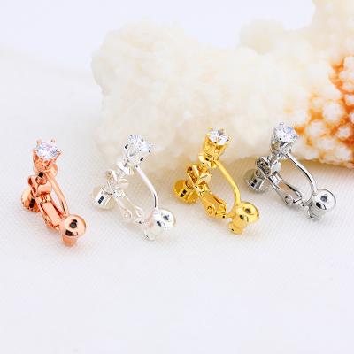 China Casual/Sporty No Pierced Handmade Dangling Stone Earring Converter 4mm CZ Screw Ear Clips Jewelry Accessories for sale