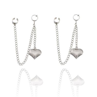 China CLASSIC Design Unpunched Heart Earring Ear Bone Chain Clip for sale