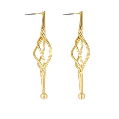 China CLASSIC Long Huggie Design Earring With Beautiful Natural Gold Plated Brass Finish Hook Dangle Earring for sale