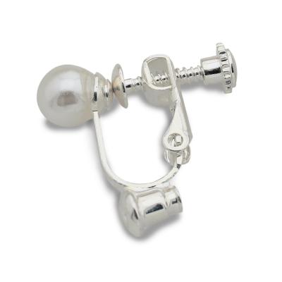 China New Type ALLOY Silver Screw Back Earrings With White Pearl Earrings With Converter for sale