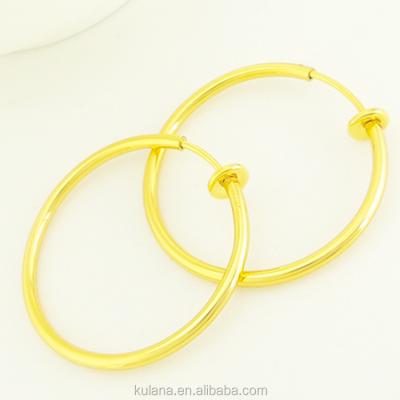 China Stainless Steel 40mm Wide Circles Non- Piercing Large Hoop Earrings, Nose Lip Rings, Spring Earring Clips for sale