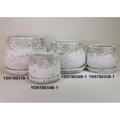 China Latest Modern Potted Flower Cement Planter Garden Growing Saucer for sale