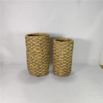 China 2021 best garden planter cement flower pot modern bamboo woven flower pots and planters for sale