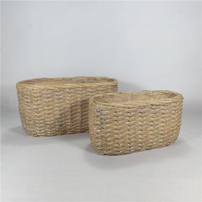 China Fashion View Fashion Design Flower Rect Cement Planter Modern Garden Pot Bamboo Woven Flower Pots and Planters for sale