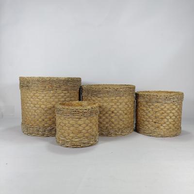 China Modern China Frame Cement Flower Planter Wholesale Garden Pot Bamboo Woven Flower Pots And Planters for sale