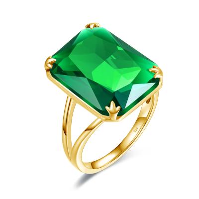 China Manufacturer 18K Gold Plated Rings Women Fine Jewelry Emeralds Silver 925 Rings Gemstone Party Jewelry Dropshipping for sale