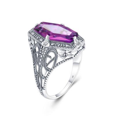 China Vintage Gemstone Silver Jewelry Purple Amethyst Women Rings Silver 925 for sale