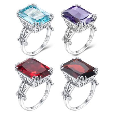 China Jewelry Manufacturer Cocktail Party Mother's Day Birthday Gift Aquamarine Garnet Ruby Amethyst 925 Silver Rings Boho Jewelry for sale