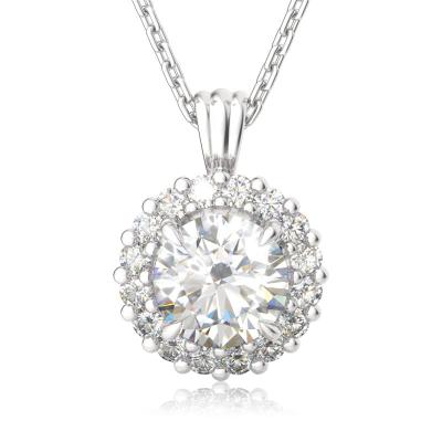 China Real 2ct D Color Moissanite Pendant Necklace 925 Sterling Silver AAA+ Cubic Zirconia Wedding Engagement Trendy Jewelry for sale