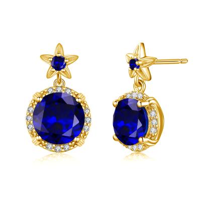 China Minimalism style 925 sterling silve earrings sapphire 18K gold plated Earring Statement Earring Pendientes Mujer for sale