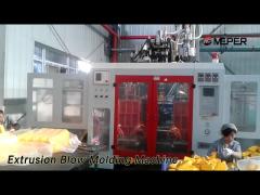 PLC Extrusion Blow Molding Machine PP / PE Continuous Double Station