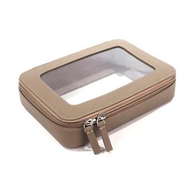 China New Arrival PU Zipper Makeup Bag Multifunctional Luxury Leather Transparent Cosmetic Pouch Beauty Travel Clear Case for sale